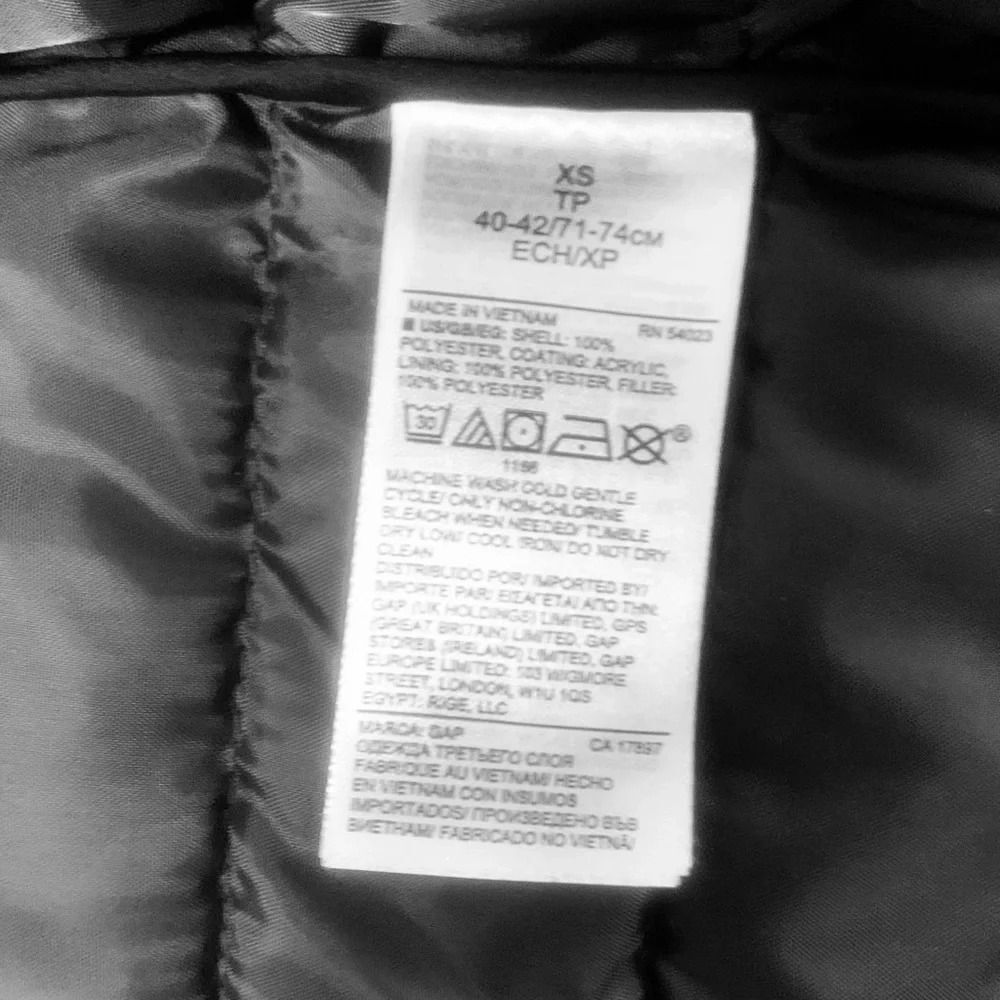 Gap Windproof Quilted Puffer Vest Water Resistant Full Zip Small In Black - Picture 9 of 12